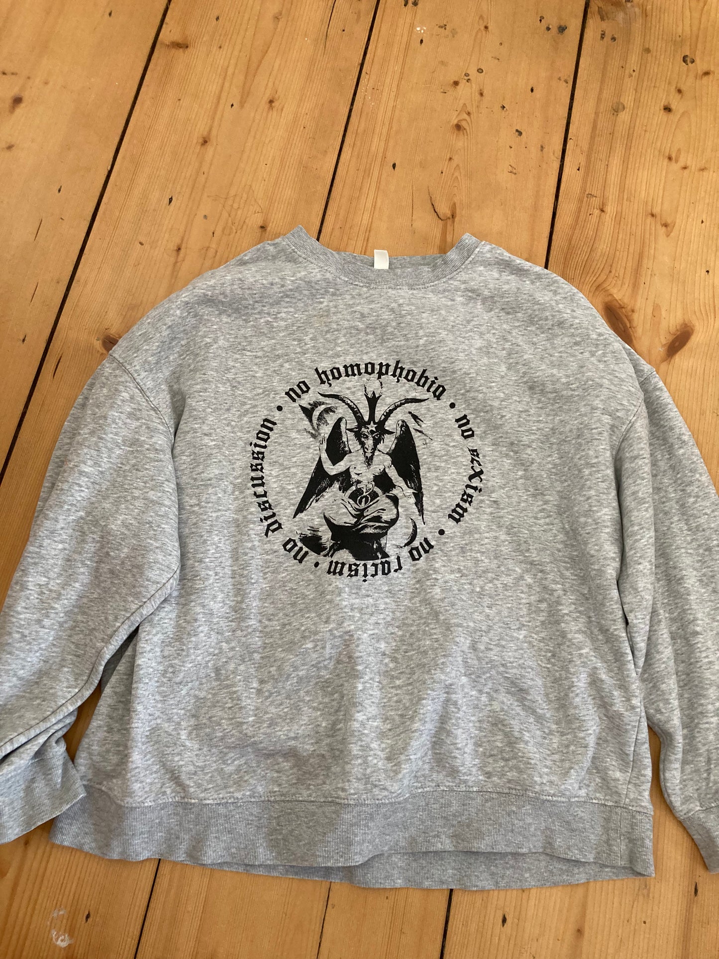 BAPHOMET NO RACISM, NO DISCUSSION CREWNECK